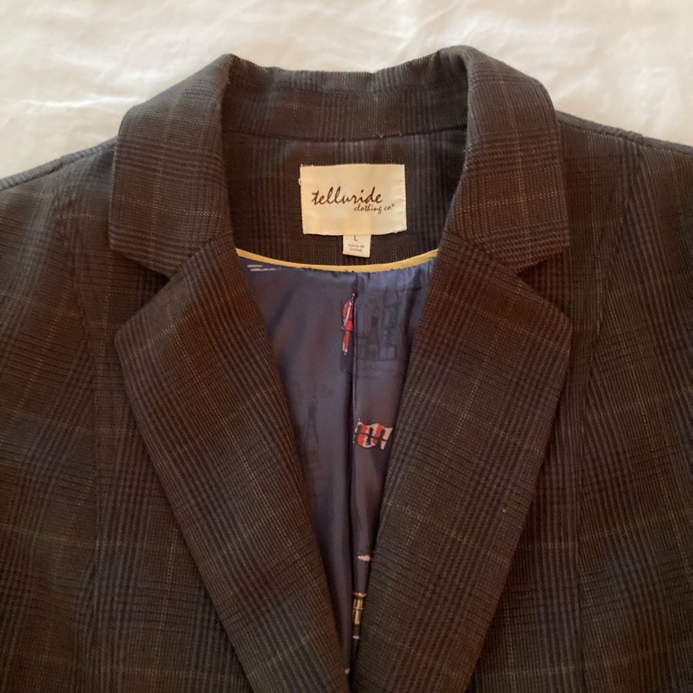 Vintage Fitted Brown Blazer with Eclectic Lining - Picture 2 of 11